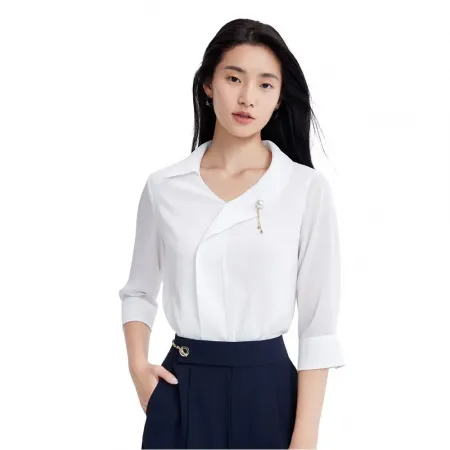 LILY Asymmetric Draped 반팔 셔츠 142155512