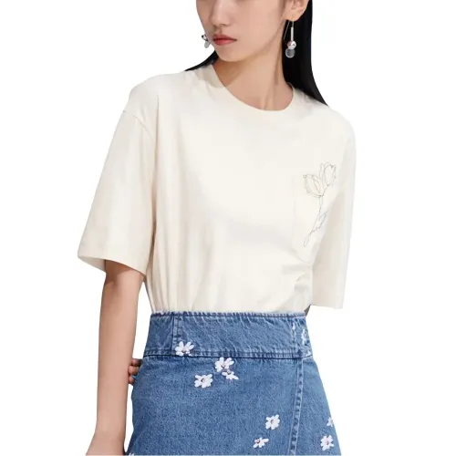LILY Pocket Print Patchwork 반팔 티셔츠 142155571