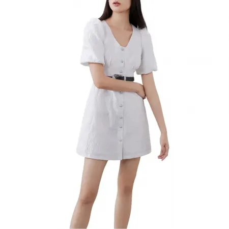 LILY V-Neck 반팔 미디 드레스 142155600