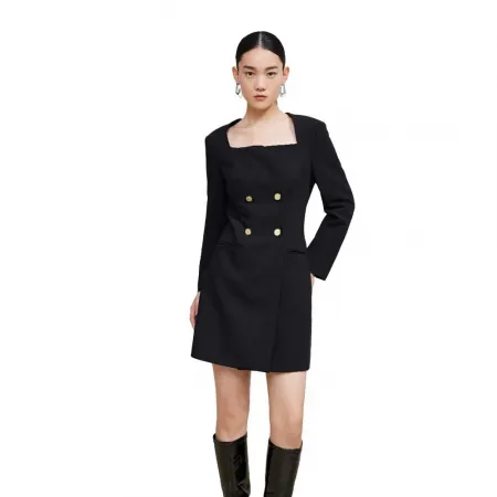 LILY French Square Neck Little Black 드레스 142161315