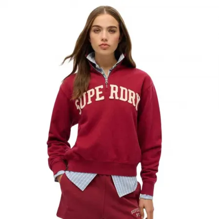 슈퍼드라이 Athletic Ess Applique 하프 지퍼 스웨터 142221941