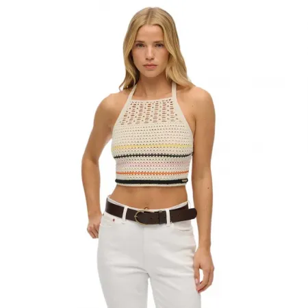슈퍼드라이 Crop Halter Crochet 나시 상의 142380813