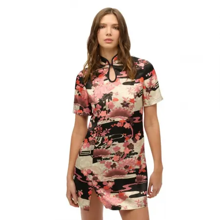 슈퍼드라이 Mandarin Jacquard 반팔 짧은 원피스 142380886