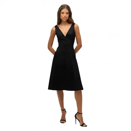 슈퍼드라이 LBD Satin 브이넥 나시 미디 원피스 142576323