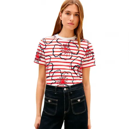 타미힐피거 플라워 그래픽 레귤러 핏 반팔 티셔츠 142758172