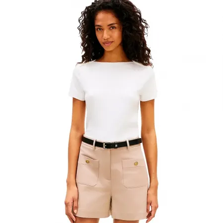 타미힐피거 Gold Button Slim 핏 반팔 티셔츠 142758202