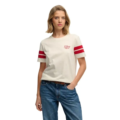 슈퍼드라이 Varsity Stripe Script 반팔 티셔츠 142785213
