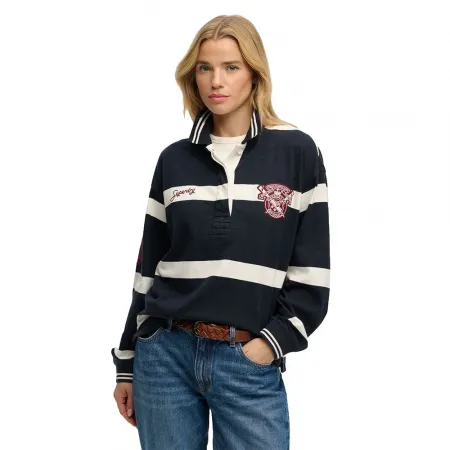 슈퍼드라이 Crest Stripe Rugby 긴 소매 폴로 142797650