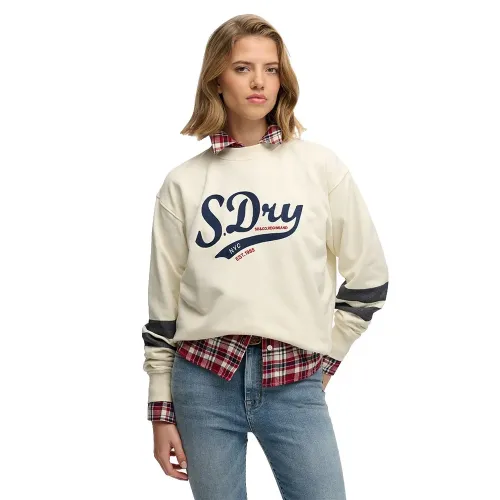 슈퍼드라이 Varsity Script 루즈 Crew 스웨터 142797857