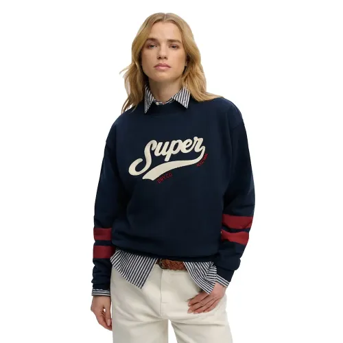 슈퍼드라이 Varsity Script 루즈 Crew 스웨터 142797858