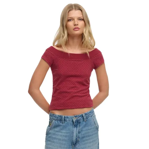 슈퍼드라이 Athletic Off Shoulder Pattern 반팔 셔츠 143015339