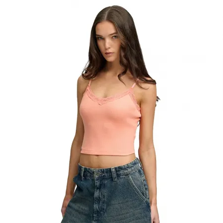 슈퍼드라이 에센셜 레이스 Trim Crop Cami 나시 상의 143062997