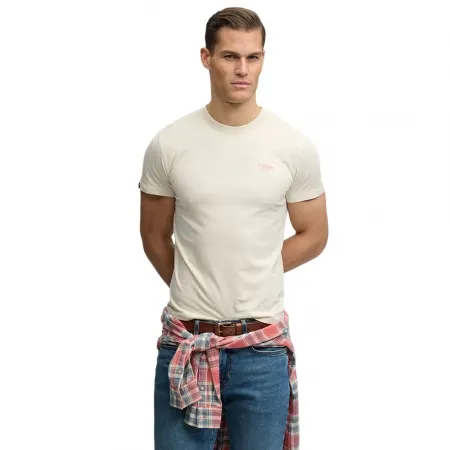 슈퍼드라이 에센셜 Stacked Logo 엠브로이더드 반팔 티셔츠 143063009