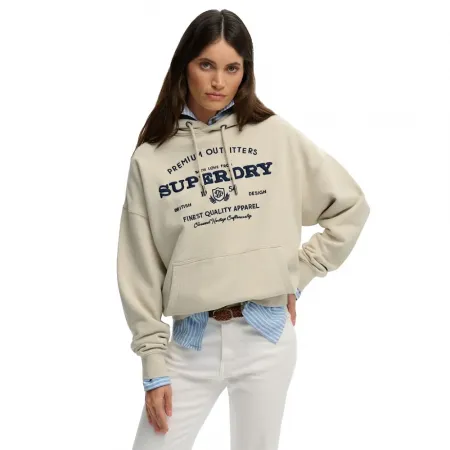 슈퍼드라이 Luxe 캐주얼 엠브로이더드 Relaxed Fit 후드티 143063021