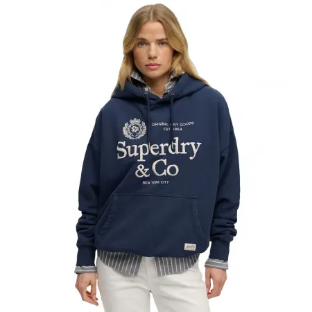 슈퍼드라이 Luxe 캐주얼 엠브로이더드 Relaxed Fit 후드티 143063022