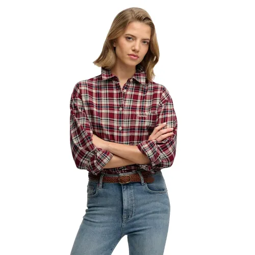 슈퍼드라이 체크 Flannel 릴렉스드 긴팔 셔츠 143163560