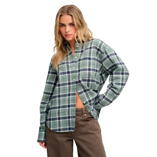 슈퍼드라이 체크 Flannel 릴렉스드 긴팔 셔츠 143318298