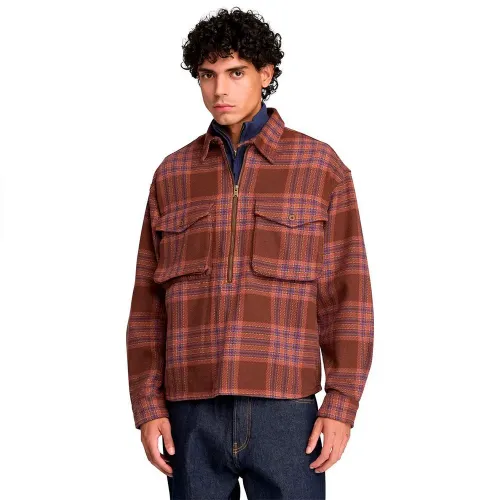 팀버랜드 Flannel 하우스 체크 1/4 Zip 오버셔츠 긴팔 셔츠 143338971