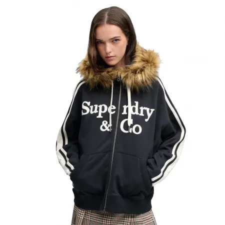 슈퍼드라이 빈티지 Fur Applique 풀지퍼 스웨터 143598889