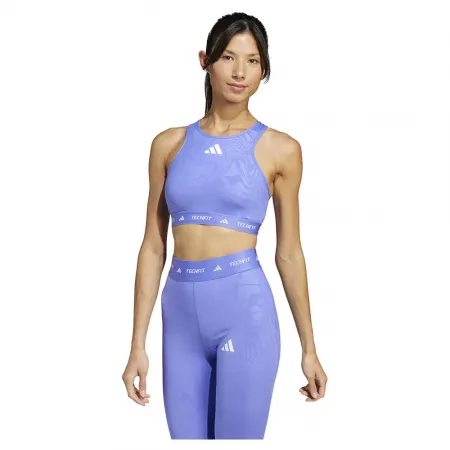 아디다스 Techfit High Neck Print 미디엄 임팩트 스포츠 브라 2141585808