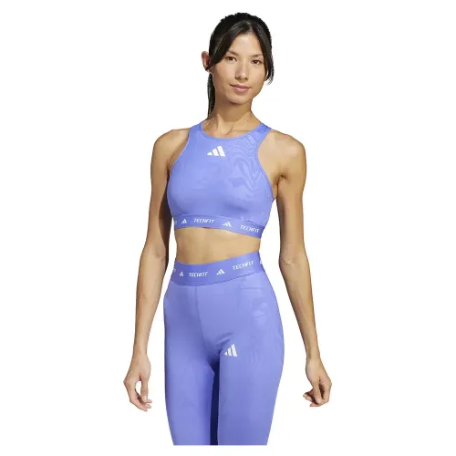 아디다스 Techfit High Neck Print 미디엄 임팩트 스포츠 브라 2141585808