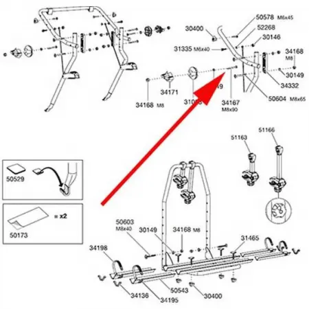 툴레 Screw M8x90 mm 34167 예비 부품 3136934477