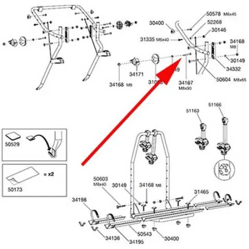 툴레 Screw M8x90 mm 34167 예비 부품 3136934477