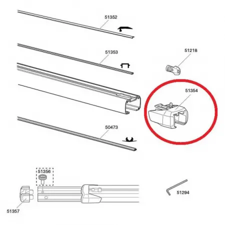 툴레 End Cap 51354 for Slide Bar 싱글 예비 부품 3136934690
