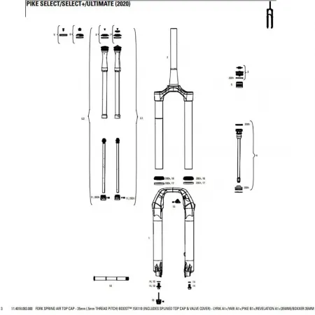 락샥 Lyrik A1/Yari A1/Pike B1/Revelation A1 35 mm 포크 탑 캡 3137383754