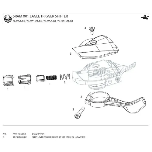 스램 X01 Eagle B2 Lunar/Red Shift Lever Trigger Cover Kit 커버 캡 3137670647