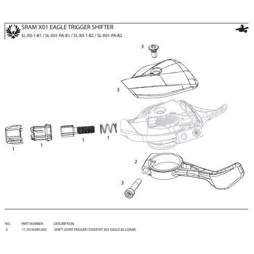 스램 X01 Eagle B2 Lunar Shift Lever Trigger Cover Kit 커버 캡 3137670648