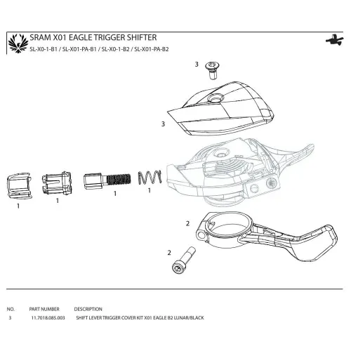 스램 X01 Eagle B2 Lunar/Black Shift Lever Trigger Cover Kit 커버 캡 3137670649