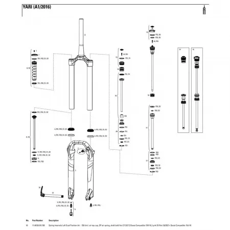락샥 Yari/Lyrik 150 mmDual Position Air Left 스프링 내부 부품 3137782289