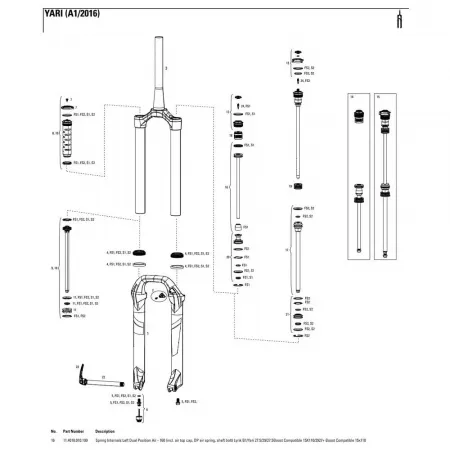 락샥 Yari/Lyrik 160 mmDual Position Air Left 스프링 내부 부품 3137782290
