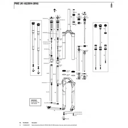 락샥 Pike 26in 160 mm/27.5in Solo Air 150 mm Left 스프링 내부 부품 3137782313