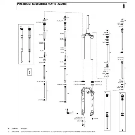 락샥 Pike 27.5in 150 mm Dual Position Air Left 스프링 내부 부품 3137782459