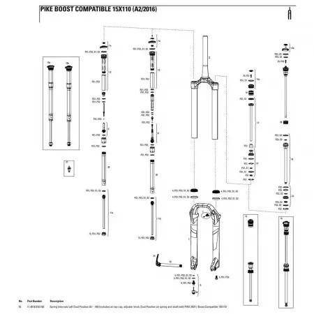락샥 Pike 27in/29in 160 mm Dual Position Air Left 스프링 내부 부품 3137782462