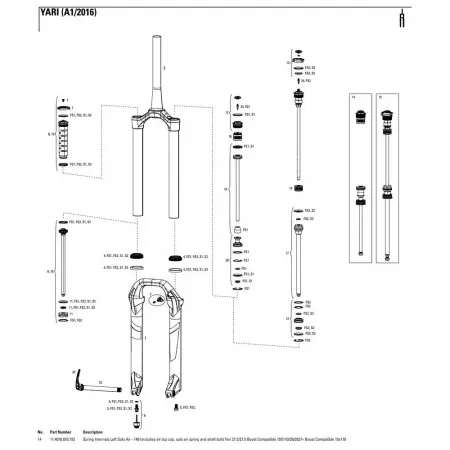 락샥 Yari 140 mm Solo Air Boost Left 스프링 내부 부품 3137782486