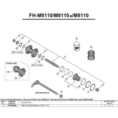시마노 FH-M8110 시마노 볼 베어링 13 단위 3137974361