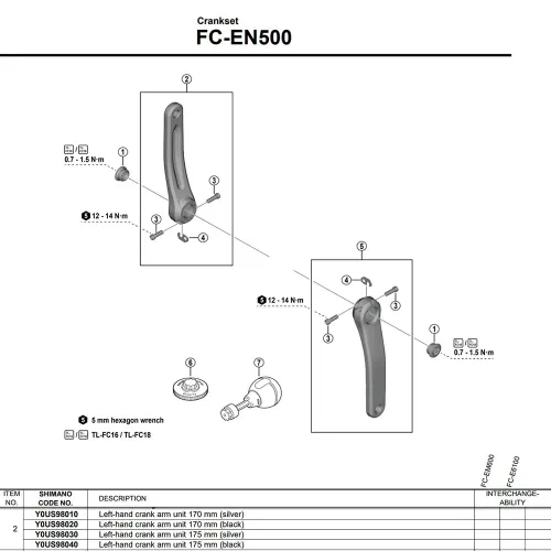 시마노 FC-EN500 왼쪽 크랭크 3142845387