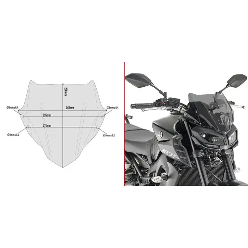 기비 A2132 Yamaha MT-09 앞유리 4138008006